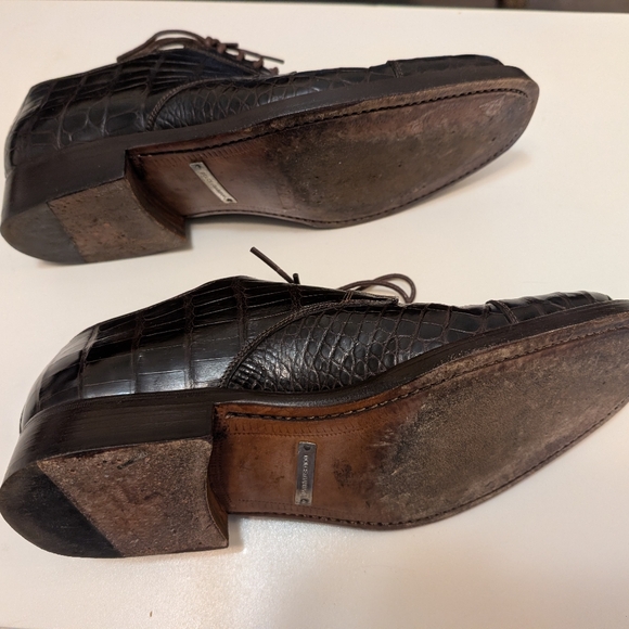 Dolce & Gabbana Alligator Cap Toe Lace-ups Dark Chocolate Men\'s Size 7 Shoes